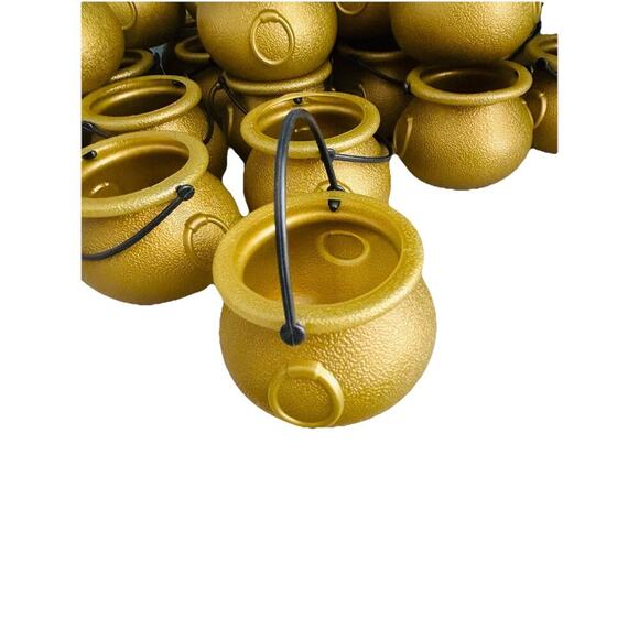 30 Gold 3.5” Cauldrons St Patrick's Day Decoration Party Pot of Gold Rainbow - Picture 4 of 7